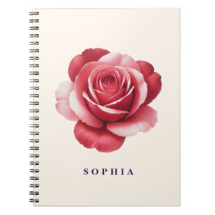 Personalized Red Rose Notebook Elegant Floral
