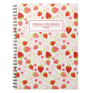 Personalized Red Strawberry Pattern Notebook
