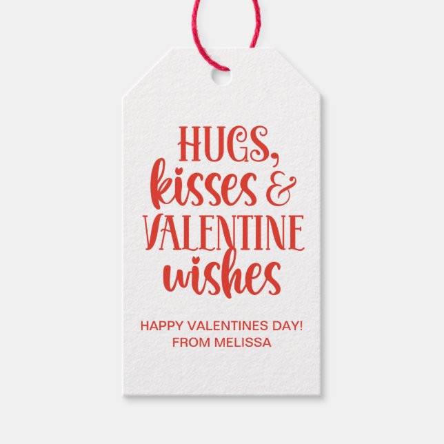 Personalized Red Valentine Wishes Gift Tags (Front)