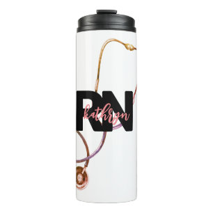 Personalized Registered Nurse RN Monogram Pink  Thermal Tumbler