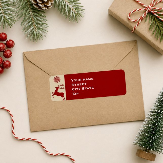 Personalized Reindeer Snowflake Christmas  Return Address Label (Creator Uploaded)