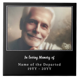 Personalized Remembrance Keepsake Photo Name Dates Ceramic Tile