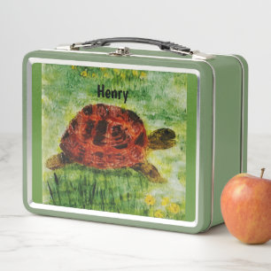 Personalized Reptile Animal Art Tortoise Metal Lunch Box
