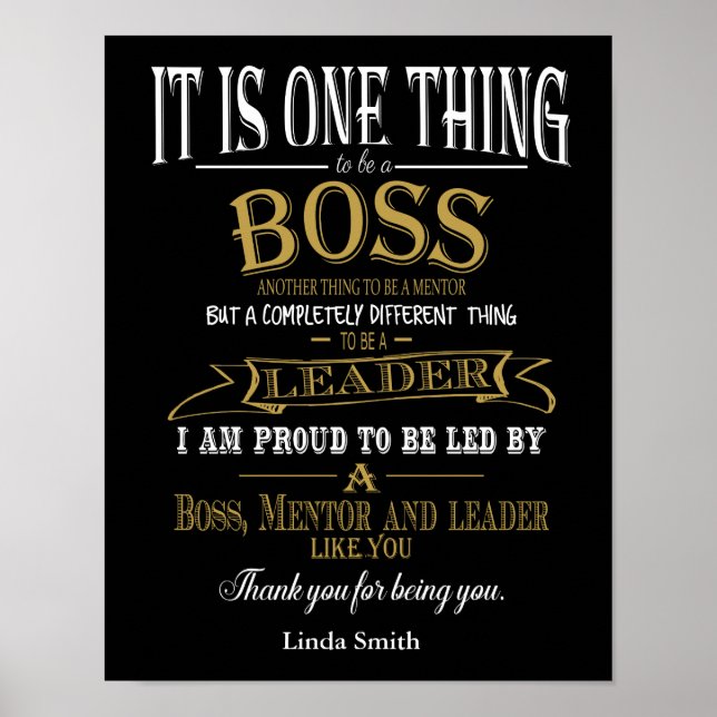 Personalized retirement Boss Day Poster print (Front)