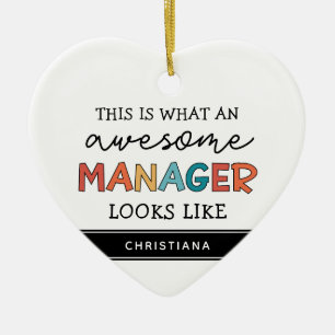 Personalized Retro Awesome Manager Funny Ceramic Ornament