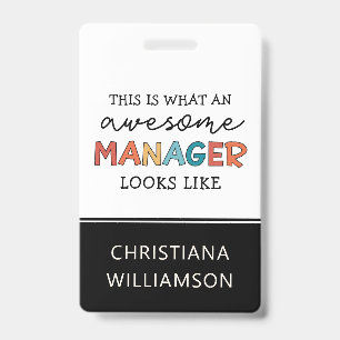 Personalized Retro Awesome Manager Funny ID Badge