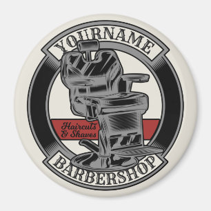 Personalized Retro BarberShop Barber Chair Salon Magnet