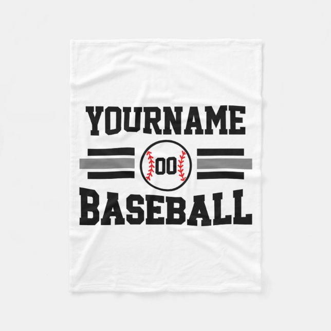 Personalized Retro Baseball Player Name Team T Shi Fleece Blanket (Front)