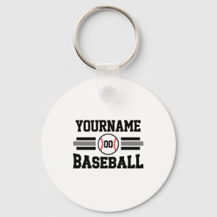 Personalized Retro Baseball Player Name Team T Shi Key Ring