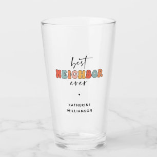 Personalized Retro Best Neighbor Ever Cute Glass