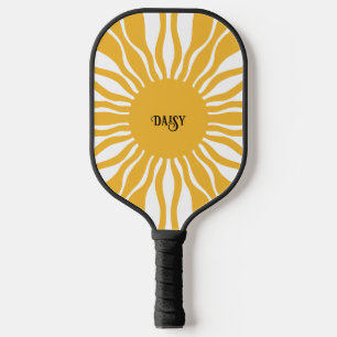 Personalized Retro Boho Abstract Sun Rays Retro Pickleball Paddle
