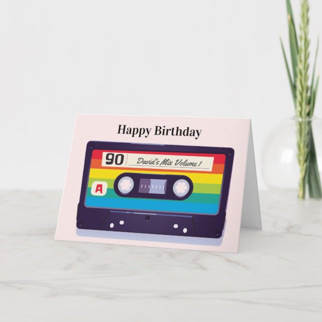Personalized Retro Cassette Tape Birthday Card (Front)