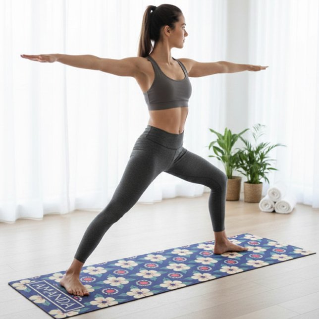 Personalized Retro Floral Pattern Yoga Mat (Creator Uploaded)