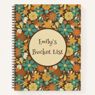 Personalized Retro Flower Power Spiral Journal