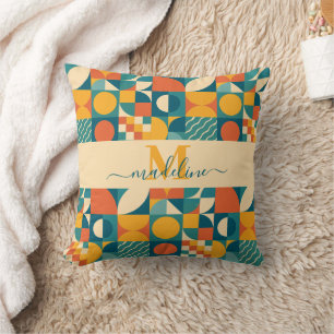 Personalized Retro Geometric Colorful Cushion