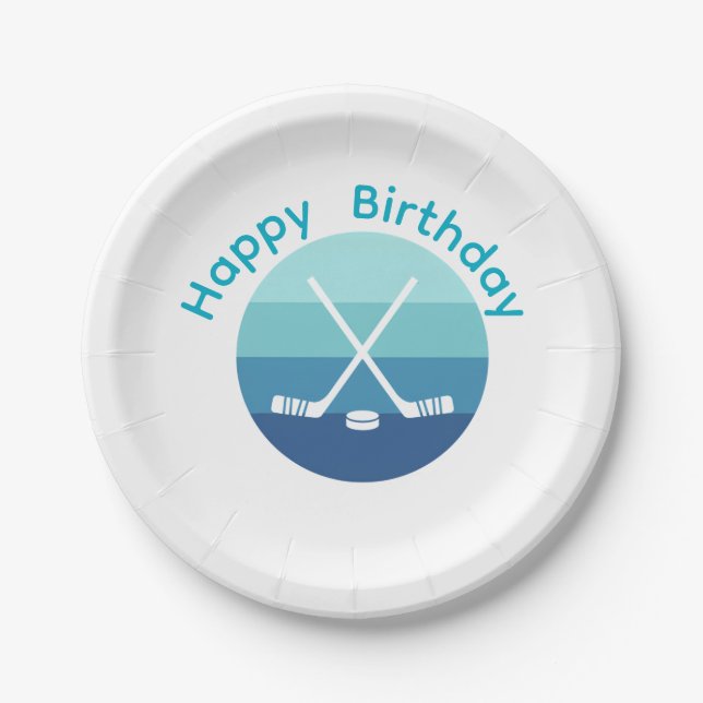 Personalized Retro Ice Hockey Birthday  Paper Plate (Front)