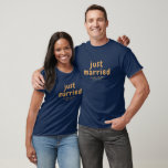 Personalized Retro Just Married Newlywed Honeymoon T-Shirt<br><div class="desc">Makes a great newlywed gift</div>