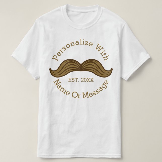 PERSONALIZED Retro Moustache T-Shirt (Design Front)