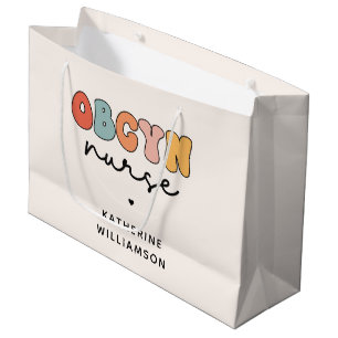 Personalized Retro OBGYN Nurse Large Gift Bag
