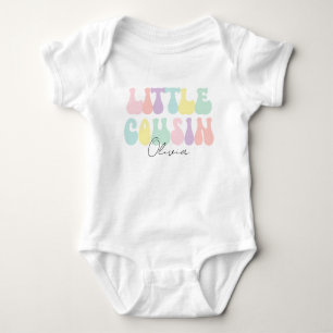 Personalized Retro Pastel Little Cousin   Custom  Baby Bodysuit