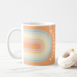 Personalized Retro Pastel Rainbow Coffee Mug