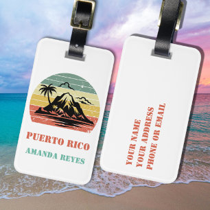 Personalized Retro Puerto Rico  Luggage Tag