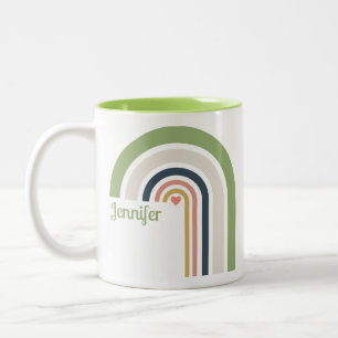 Personalized Retro Rainbow   Boho Coffee Cup Gift 