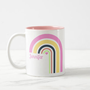Personalized Retro Rainbow Boho Pink Cup Gift