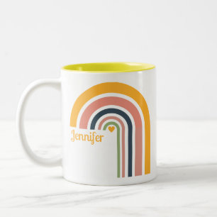 Personalized Retro Rainbow Boho Yellow Cup Gift