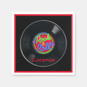 Personalized Retro Rock and Roll Vinyl Napkin