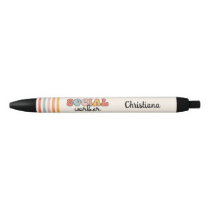 Personalized Retro Social Worker Black Ink Pen