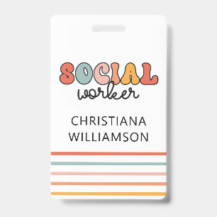 Personalized Retro Social Worker ID Badge