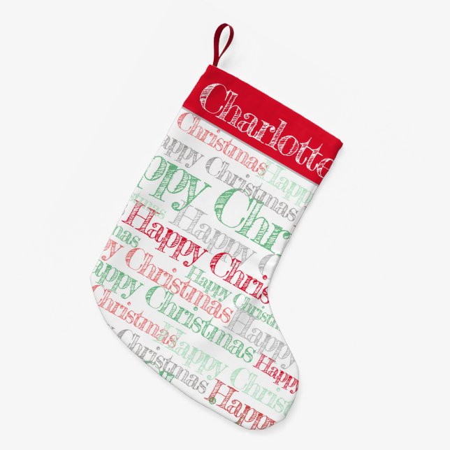 Personalized retro stencil Christmas stocking (Front (Hanging))