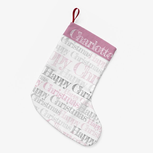 Personalized retro stencil Christmas stocking (Front (Hanging))