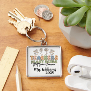 Personalized Retro Style Teacher Key Ring