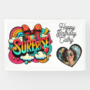 Personalized Retro Surprise Pop Art Party Birthday Banner
