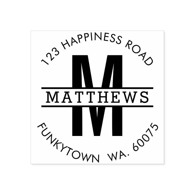 PERSONALIZED RETURN ADDRESS bold family monogram Rubber Stamp (Imprint)