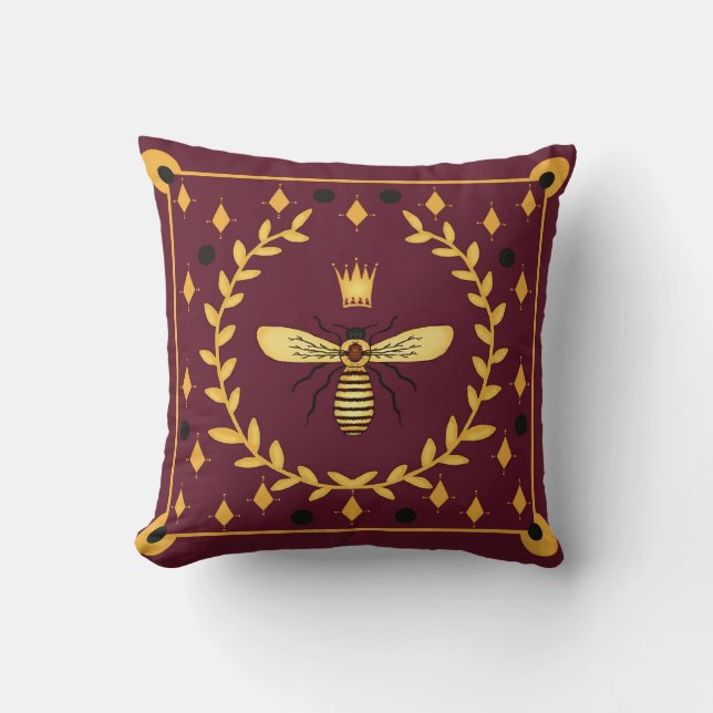 Personalized reversible Queen Bee Cushion (Front)