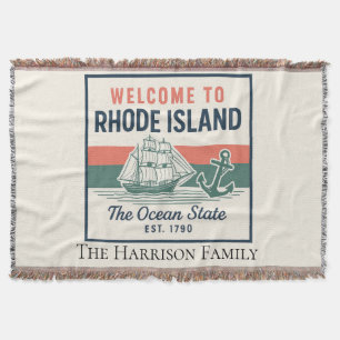 Personalized Rhode Island Throw Blanket