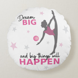 Personalized Rhythmic Gymnast Dream Big Round Pill Cushion