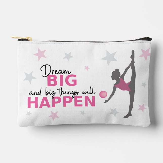 Personalized Rhythmic Gymnast Dream Big Zipper Pou Accessory Pouch (Front)