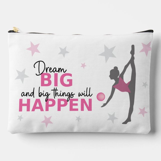 Personalized Rhythmic Gymnast Dream Big Zipper Pou Accessory Pouch (Front)