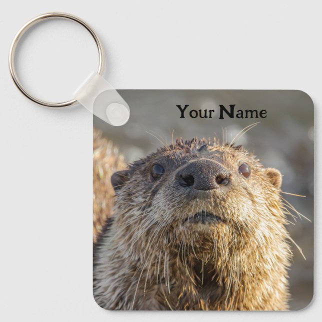 Personalized River Otter Keychain - Add Your Name (Front)