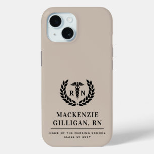 Personalized RN Nursing School Graduation Elegant iPhone 15 Case