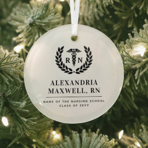 Personalized RN Nursing School Graduation Elegant Glass Tree Decoration