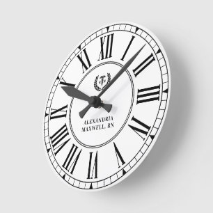 Personalized RN Nursing School Graduation Elegant Round Clock
