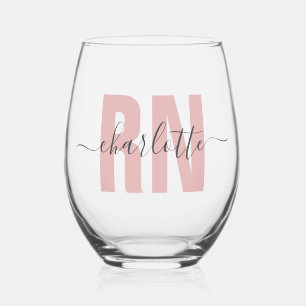Personalized RN Registered Nurse Graduation Stemless Wine Glass