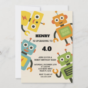 Personalized Robot Birthday Invitation for Kids