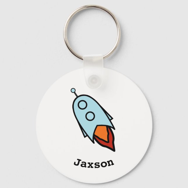 Personalized Rocket Ship Key Ring (Front)