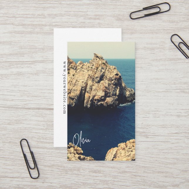 personalized rocky shore line beach side - typo business card (Front/Back In Situ)